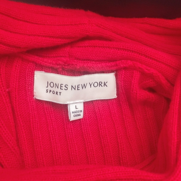 Jones New York Ribbed Knit Cowl Neck Sweater Red Size Large - Picture 10 of 12